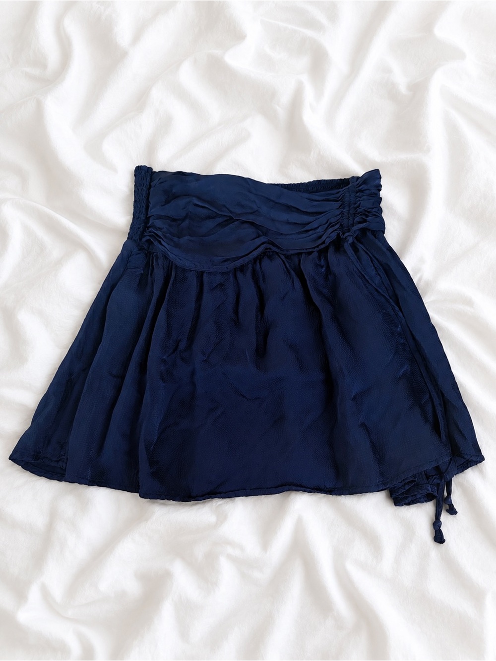 aerie Navy Mini Skirt with Ruched Waistband